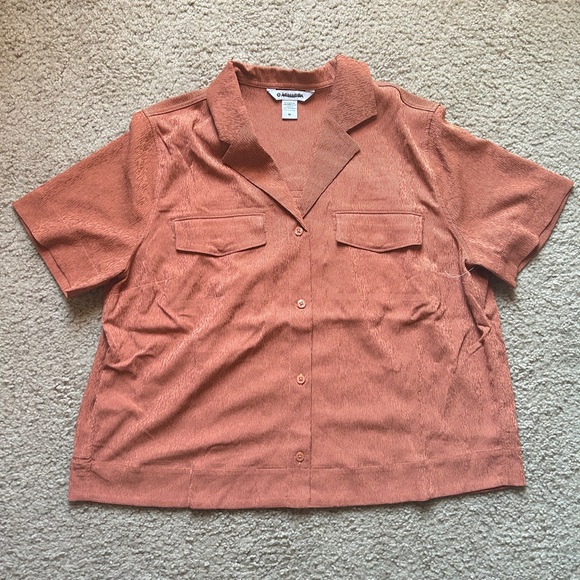 Athleta Orange Echo Collared Top - Picture 1 of 7